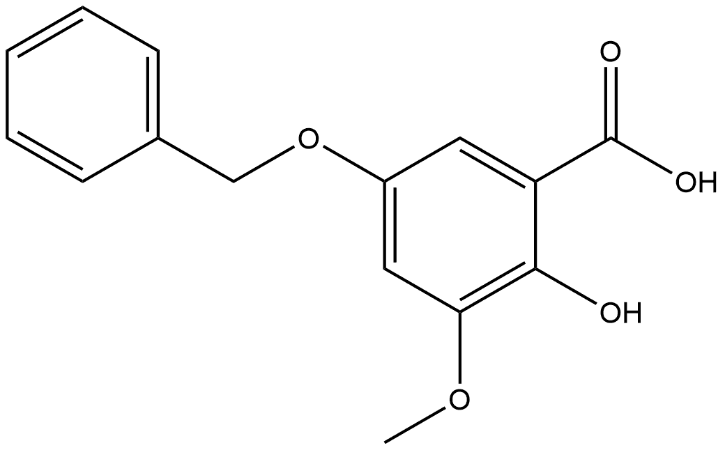 2-Hydroxy-3-methoxy-5-(phenylmethoxy)benzoic acid 结构式