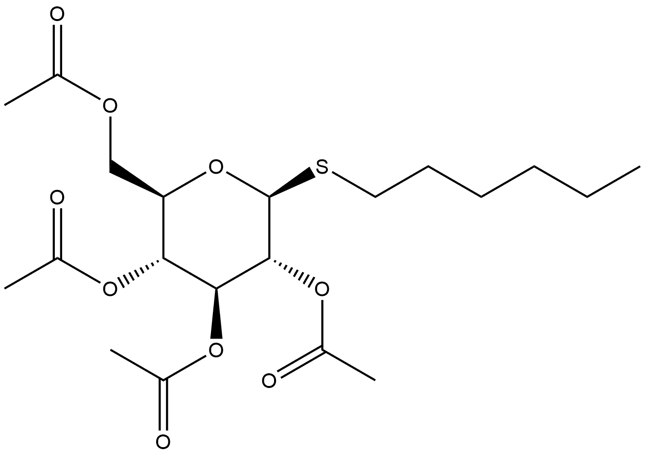 β-D-Glucopyranoside, hexyl 1-thio-, tetraacetate (9CI) 结构式