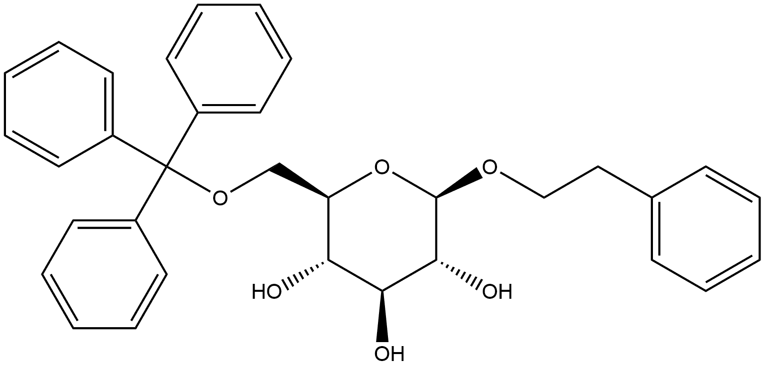 β-D-Glucopyranoside, 2-phenylethyl 6-O-(triphenylmethyl)- 结构式