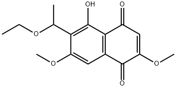 6-乙氧乙基-5-羟基-2,7-二甲氧基-1,4-萘醌 结构式