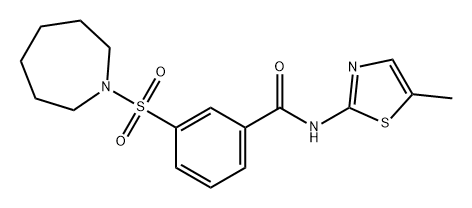 3-(氮杂环庚烷-1-基磺酰基)-N-(5-甲基噻唑-2-基)苯甲酰胺 结构式