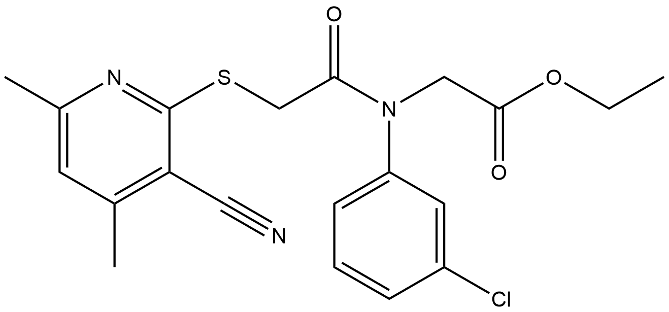 N-(3-Chlorophenyl)-N-[2-[(3-cyano-4,6-dimethyl-2-pyridinyl)thio]acetyl]glycine ethyl ester 结构式