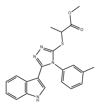 2-((5-(1H-吲哚-3-基)-4-(间甲苯基)-4H-1,2,4-三唑-3-基)硫基)丙酸甲酯 结构式
