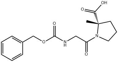 (S)-1-(((苄氧基)羰基)甘氨酰)-2-甲基吡咯烷-2-羧酸 结构式