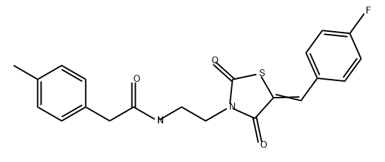 N-(2-(5-(4-氟亚苄基)-2,4-二氧代噻唑烷-3-基)乙基)-2-(对甲苯基)乙酰胺 结构式