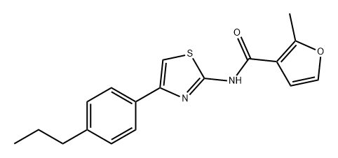 2-甲基-N-(4-(4-丙基苯基)噻唑-2-基)呋喃-3-甲酰胺 结构式