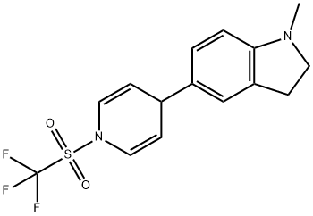 1H-Indole, 5-[1,4-dihydro-1-[(trifluoromethyl)sulfonyl]-4-pyridinyl]-2,3-dihydro-1-methyl- 结构式