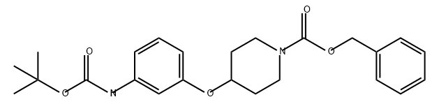 1-Piperidinecarboxylic acid, 4-[3-[[(1,1-dimethylethoxy)carbonyl]amino]phenoxy]-, phenylmethyl ester 结构式