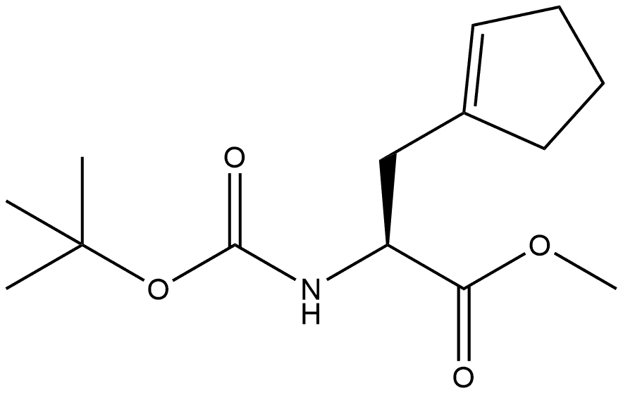 (S)-2-((叔丁氧基羰基)氨基)-3-(环戊-1-烯-1-基)丙酸甲酯 结构式