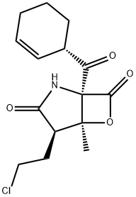 6-Oxa-2-azabicyclo[3.2.0]heptane-3,7-dione, 4-(2-chloroethyl)-1-[(1S)-2-cyclohexen-1-ylcarbonyl]-5-methyl-, (1S,4R,5S)- 结构式