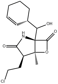 6-Oxa-2-azabicyclo[3.2.0]heptane-3,7-dione, 4-(2-chloroethyl)-1-[(R)-(1S)-2-cyclohexen-1-ylhydroxymethyl]-5-methyl-, (1R,4R,5S)- 结构式