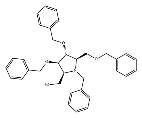 2-Pyrrolidinemethanol, 3,4-bis(phenylmethoxy)-5-[(phenylmethoxy)methyl]-1-(phenylmethyl)-, (2S,3R,4R,5R)- 结构式