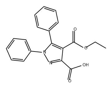 1H-Pyrazole-3,4-dicarboxylic acid, 1,5-diphenyl-, 4-ethyl ester 结构式