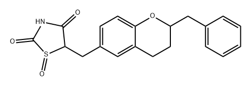 2,4-Thiazolidinedione, 5-[[3,4-dihydro-2-(phenylmethyl)-2H-1-benzopyran-6-yl]methyl]-, 1-oxide 结构式