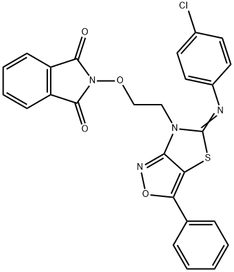1H-ISOINDOLE-1,3(2H)-DIONE, 2-[2-[5-[(4-CHLOROPHENYL)IMINO]-3-PHENYLTHIAZOLO[4,5-C]ISOXAZOL-6(5H)-YL]ETHOXY]- 结构式