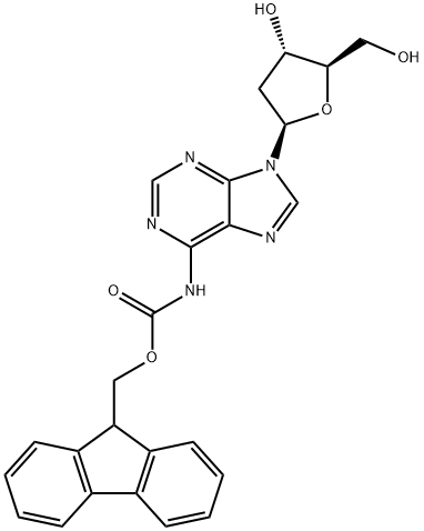 (9H-芴-9-基)甲基(9-((2R,4S,5R)-4-羟基-5-(羟甲基)四氢呋喃-2-基)-9H-嘌呤-6-基)氨基甲酸酯 结构式