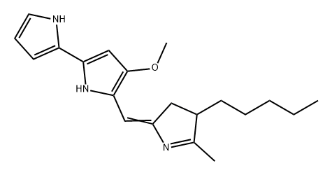2,2'-Bi-1H-pyrrole, 5-[(3,4-dihydro-5-methyl-4-pentyl-2H-pyrrol-2-ylidene)methyl]-4-methoxy- 结构式