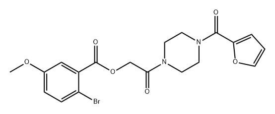 2-(4-(呋喃-2-羰基)哌嗪-1-基)-2-氧代乙基 2-溴-5-甲氧基苯甲酸酯 结构式