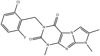 2-[(2-chloro-6-fluorophenyl)methyl]-4,6,7-trimethylpurino[7,8-a]imidazole-1,3-dione 结构式