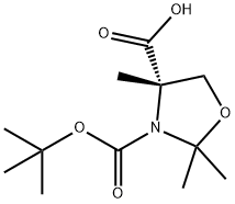 (S)-3-(叔丁氧羰基)-2,2,4-三甲基恶唑烷-4-羧酸 结构式