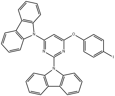 9H-CARBAZOLE, 9,9'-[6-(4-IODOPHENOXY)-2,4-PYRIMIDINEDIYL]BIS- 结构式