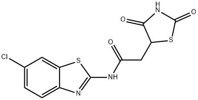 N-(6-氯苯并[D]噻唑-2-基)-2-(2,4-二氧噻唑烷-5-基)乙酰胺 结构式