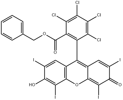 Benzoic acid, 2,3,4,5-tetrachloro-6-(6-hydroxy-2,4,5,7-tetraiodo-3-oxo-3H-xanthen-9-yl)-, phenylmethyl ester 结构式