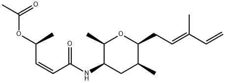 2-Pentenamide, 4-(acetyloxy)-N-[(2R,3R,5S,6S)-tetrahydro-2,5-dimethyl-6-[(2E)-3-methyl-2,4-pentadien-1-yl]-2H-pyran-3-yl]-, (2Z,4S)- 结构式