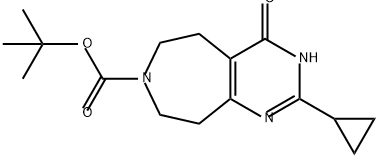 7H-Pyrimido[4,5-d]azepine-7-carboxylic acid, 2-cyclopropyl-3,4,5,6,8,9-hexahydro-4-oxo-, 1,1-dimethylethyl ester 结构式