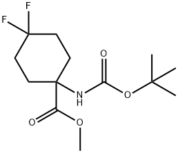 Cyclohexanecarboxylic acid, 1-[[(1,1-dimethylethoxy)carbonyl]amino]-4,4-difluoro-, methyl ester 结构式