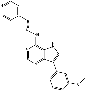 4-Pyridinecarboxaldehyde, 2-[7-(3-methoxyphenyl)-5H-pyrrolo[3,2-d]pyrimidin-4-yl]hydrazone 结构式