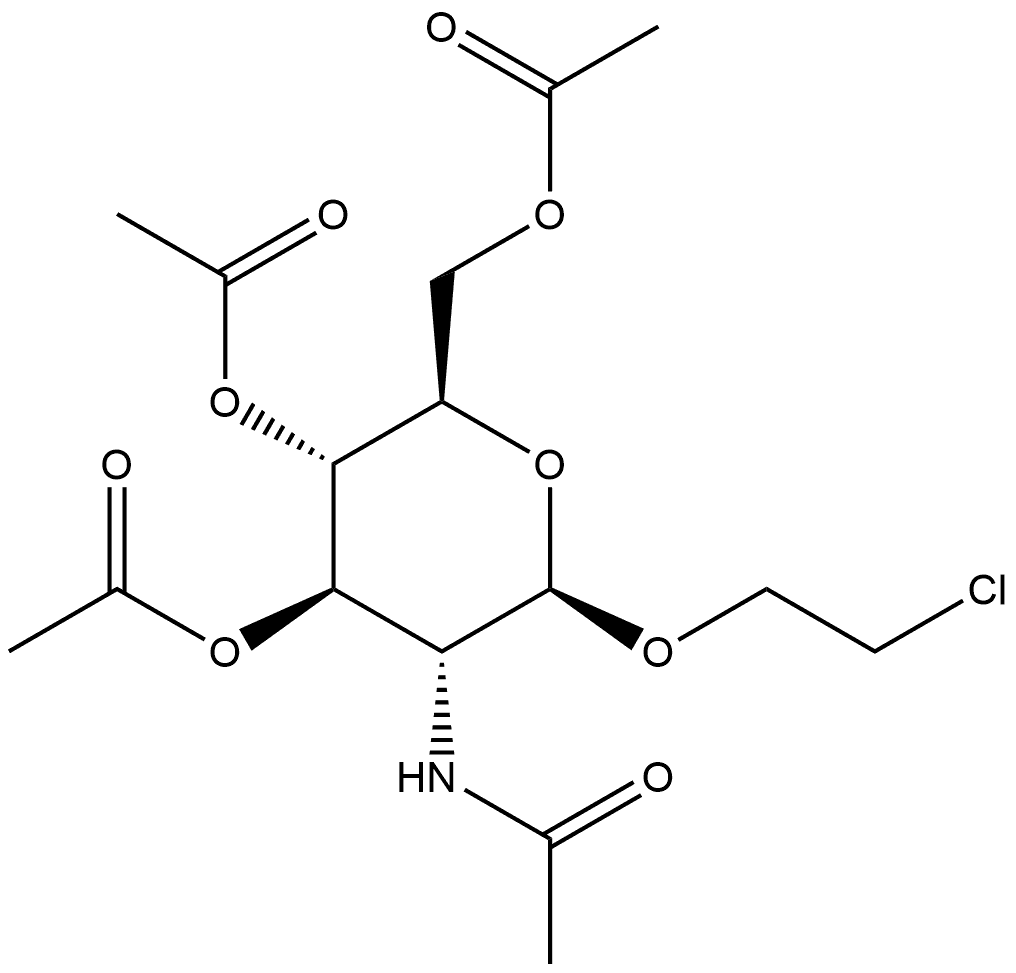 2-氯乙基2-乙酰氨基-3,4,6-三-O-乙酰基-2-脱氧-Β-D-吡喃葡萄糖苷 结构式