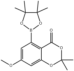 4H-1,3-Benzodioxin-4-one, 7-methoxy-2,2-dimethyl-5-(4,4,5,5-tetramethyl-1,3,2-dioxaborolan-2-yl)- 结构式