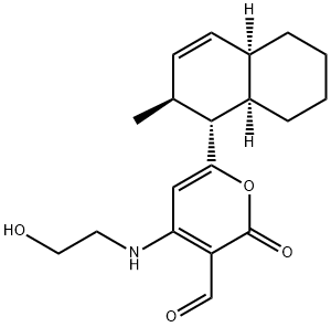 4-[(2-Hydroxyethyl)amino]-6-[(1R)-1,2,4aα,5,6,7,8,8aα-octahydro-2β-methylnaphthalen-1α-yl]-2-oxo-2H-pyran-3-carbaldehyde 结构式