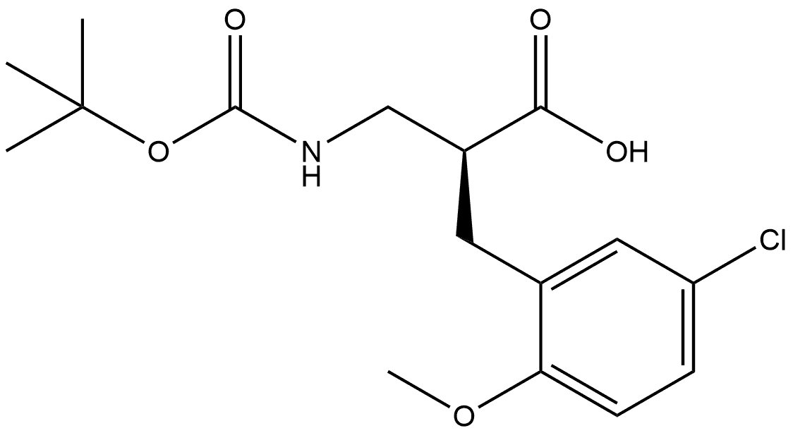 Benzenepropanoic acid, 5-chloro-α-[[[(1,1-dimethylethoxy)carbonyl]amino]methyl]-2-methoxy-, (αS)- 结构式