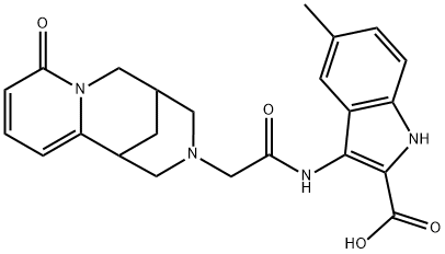 1H-Indole-2-carboxylic acid, 5-methyl-3-[[2-(1,5,6,8-tetrahydro-8-oxo-1,5-methano-2H-pyrido[1,2-a][1,5]diazocin-3(4H)-yl)acetyl]amino]- 结构式