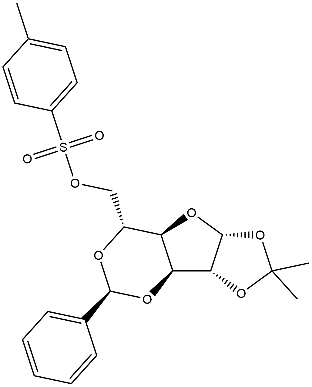 α-D-Glucofuranose, 1,2-O-(1-methylethylidene)-3,5-O-[(S)-phenylmethylene]-, 4-methylbenzenesulfonate (9CI) 结构式