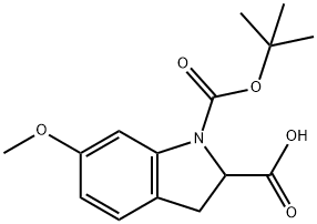 1-(叔丁氧基羰基)-6-甲氧基二氢吲哚-2-羧酸 结构式