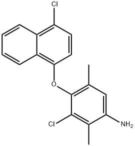 3-Chloro-4-((4-chloronaphthalen-1-yl)oxy)-2,5-dimethylaniline 结构式