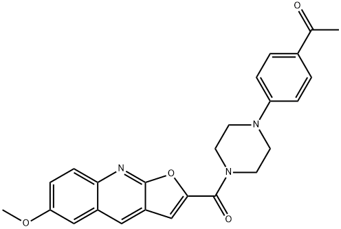 1-[4-[4-(6-甲氧基呋喃[2,3-B]喹啉-2-羰基)哌嗪-1-基]苯基]乙酮 结构式