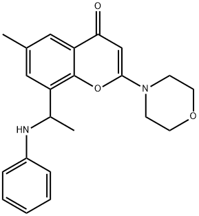 6-甲基-2-(4-吗啉基)-8- [1-(苯基氨基)乙基] - 4H-1-苯并吡喃-4-酮 结构式