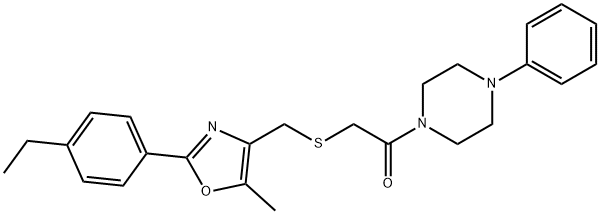 Ethanone, 2-[[[2-(4-ethylphenyl)-5-methyl-4-oxazolyl]methyl]thio]-1-(4-phenyl-1-piperazinyl)- 结构式