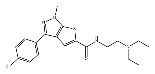 3-(4-氯苯基)-N-(2-(二乙基氨基)乙基)-1-甲基-1H-噻吩并[2,3-C]吡唑-5-甲酰胺 结构式