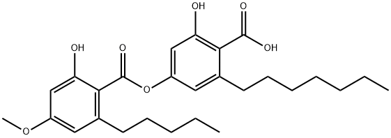 Benzoic acid, 2-heptyl-6-hydroxy-4-[(2-hydroxy-4-methoxy-6-pentylbenzoyl)oxy]- 结构式