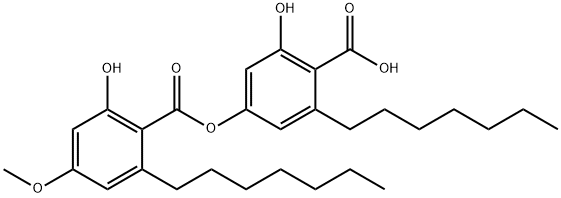 Benzoic acid, 2-heptyl-4-[(2-heptyl-6-hydroxy-4-methoxybenzoyl)oxy]-6-hydroxy- 结构式