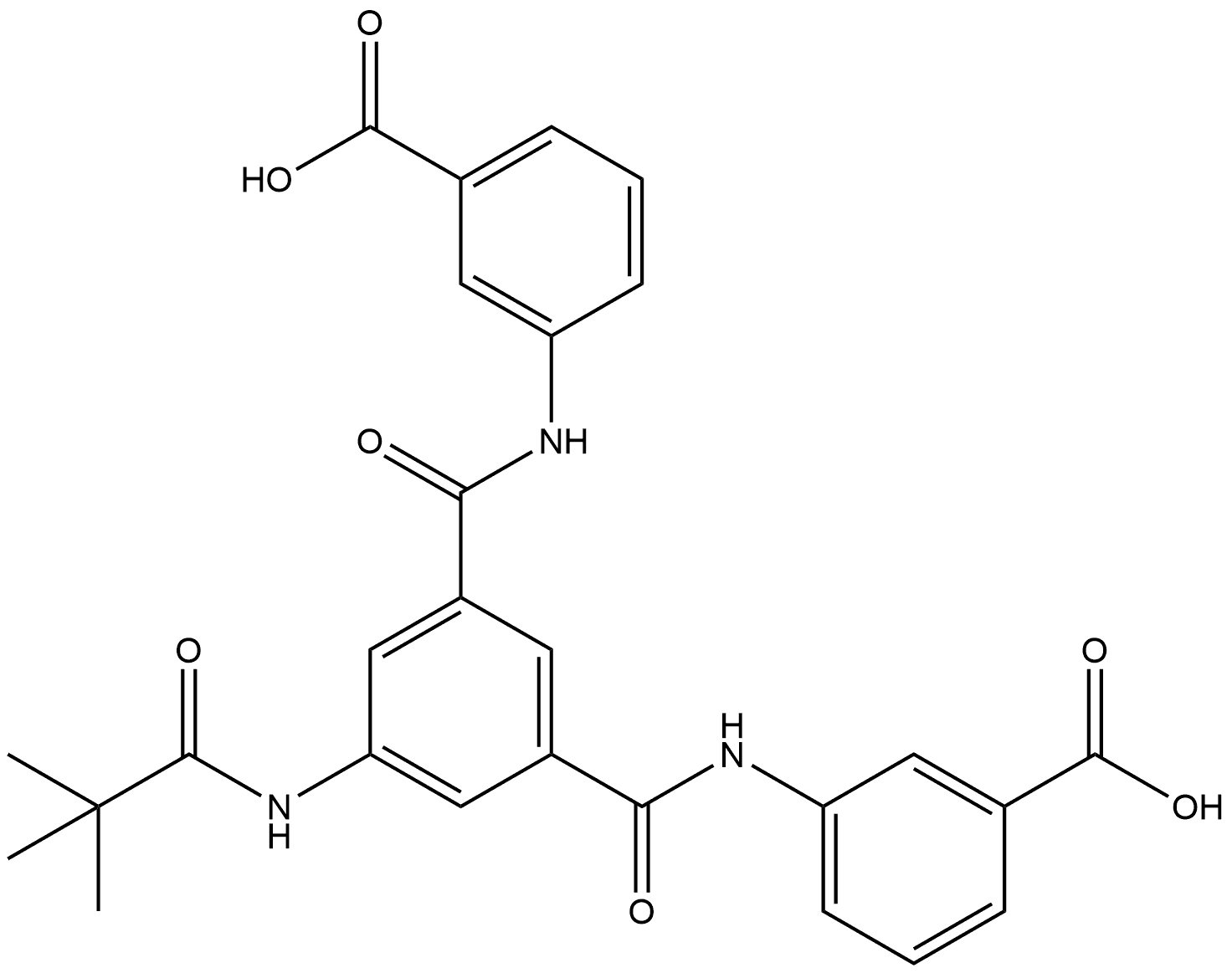 3,3'-((5-新戊酰氨基间苯甲酰基)双(氮杂二基))二苯甲酸 结构式