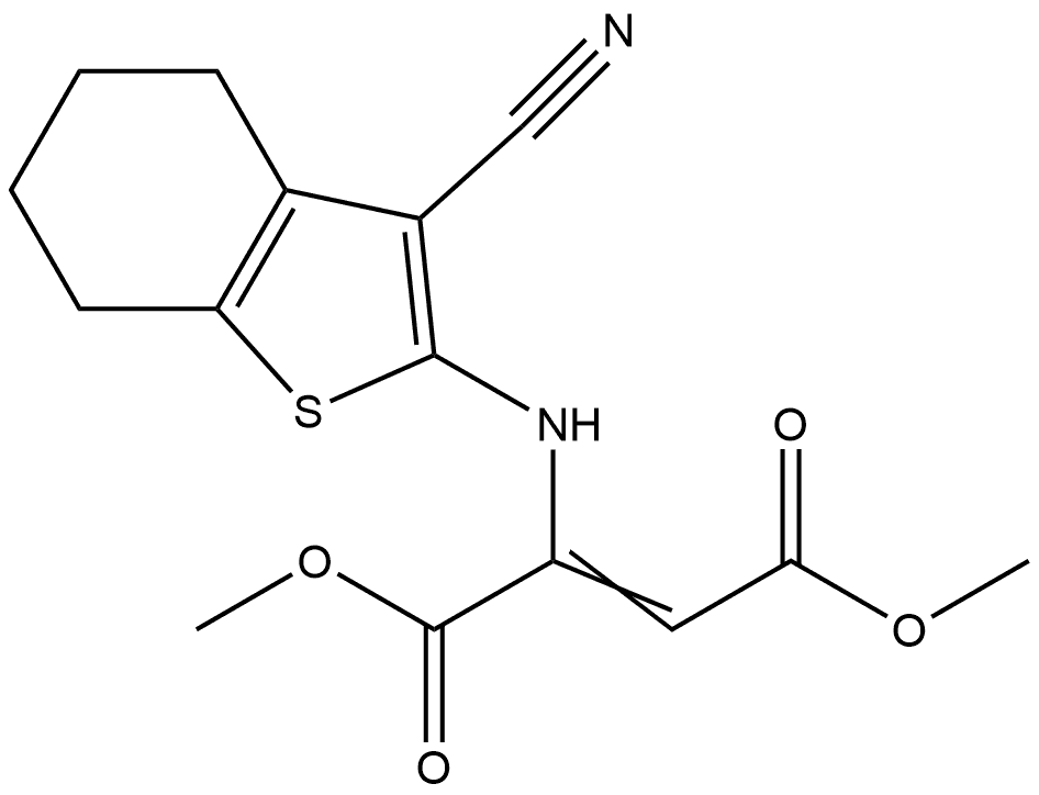 dimethyl 2-[(3-cyano-4,5,6,7-tetrahydrobenzothiophen-2-yl)amino]but-2-enedioate 结构式