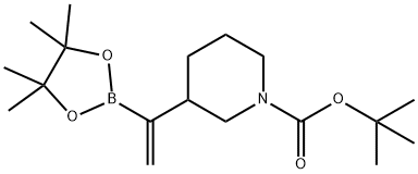 3-(1-(4,4,5,5-四甲基-1,3,2-二氧杂硼烷-2-基)乙烯基)哌啶-1-甲酸叔丁酯 结构式