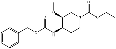 1-Piperidinecarboxylic acid, 3-methoxy-4-[[(phenylmethoxy)carbonyl]amino]-, ethyl ester, (3S,4R)- 结构式