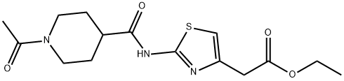 ethyl 2-(2-(1-acetylpiperidine-4-carboxamido)thiazol-4-yl)acetate 结构式